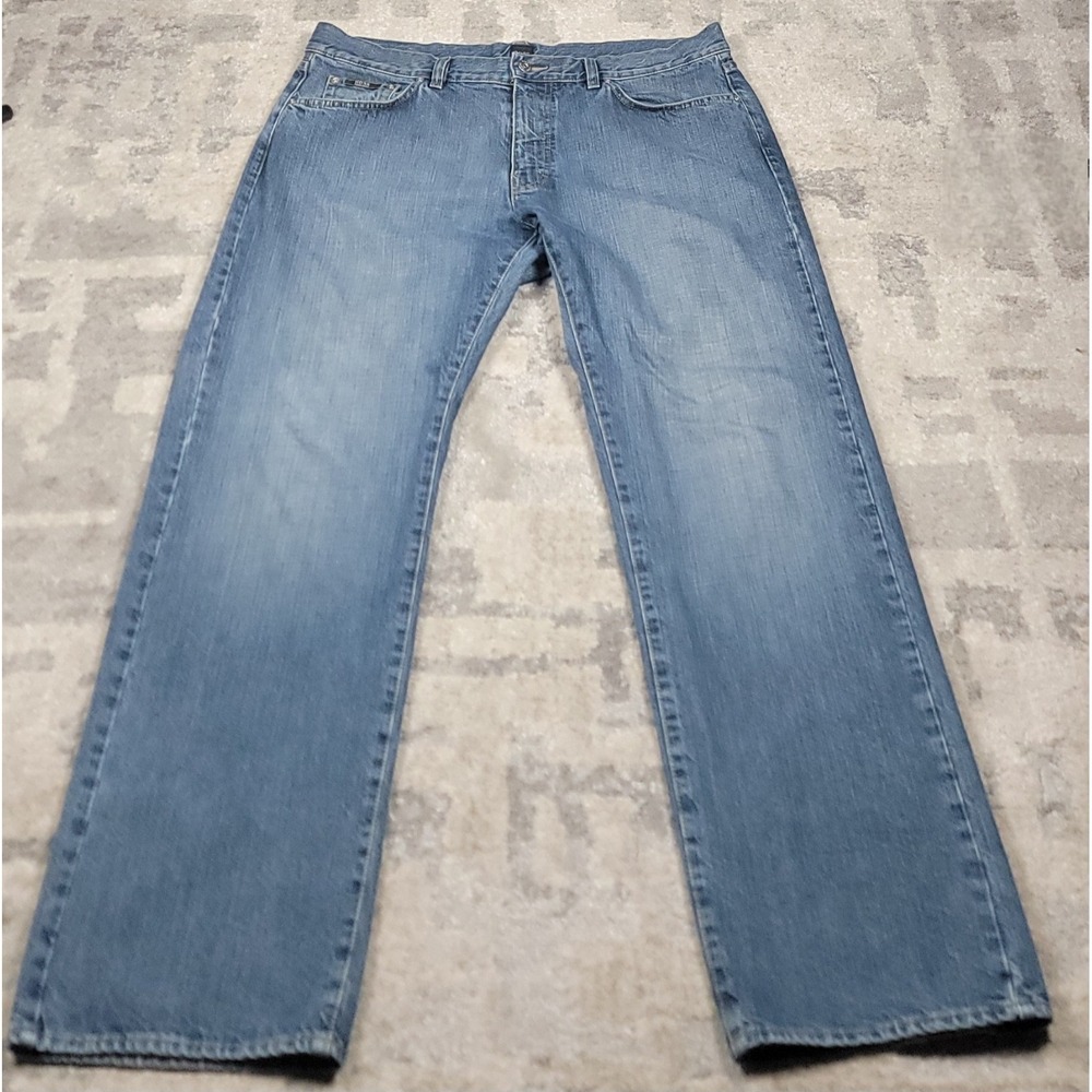 Hugo Boss TEXAS‎ Men's Straight Baggy Fit Blue Denim Logo Jeans Sz 38x30
